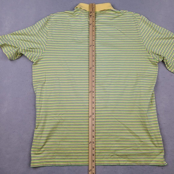 Polo Golf Ralph Lauren Polo Shirt Men's Large Yellow Pima Cotton Striped Soft - Picture 10 of 11